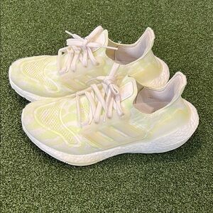 Adidas Light Yellow and White Running Shoes
